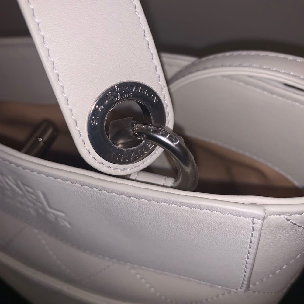 Chanel Sac Cordon top handle bucket quilted white leather silver hardware purse - Picture 8 of 15